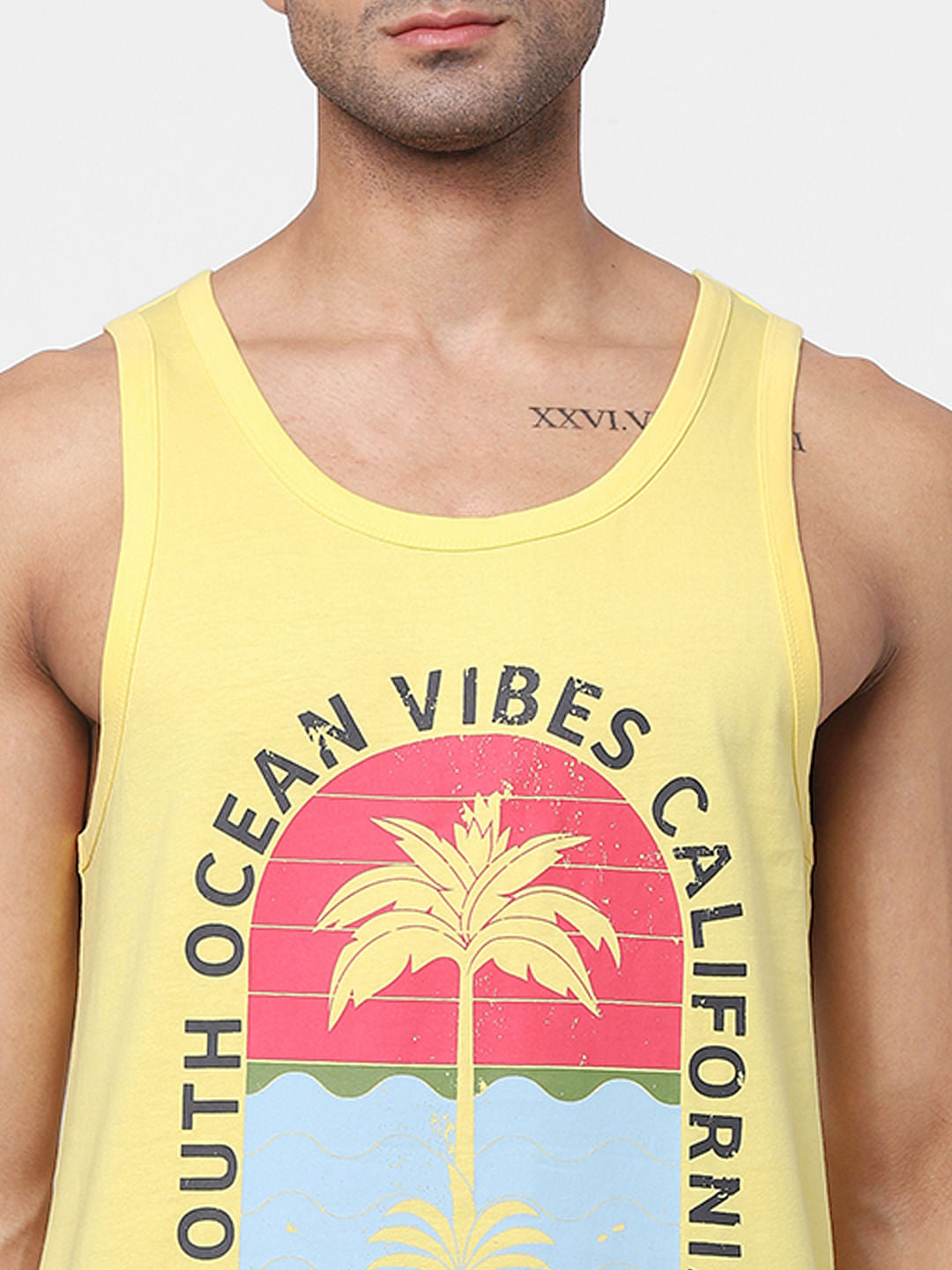 Yellow Graphic Print Vest