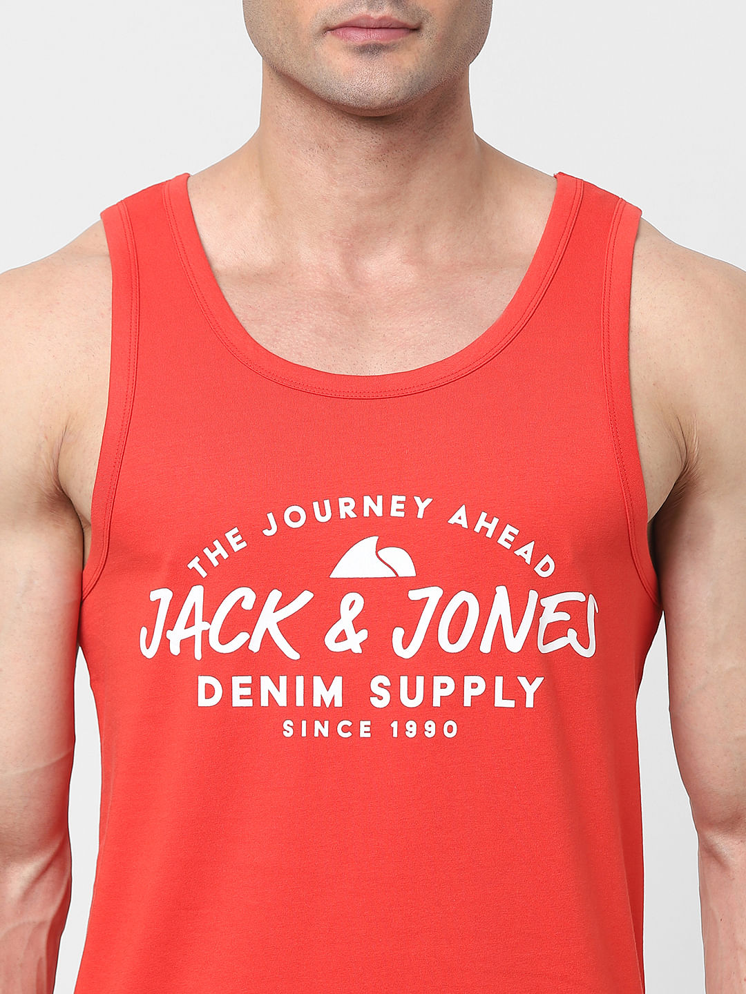 Red Logo Print Vest
