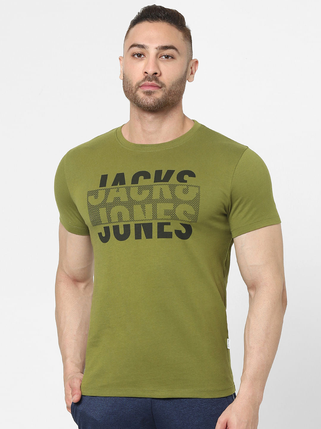 Green Logo Print Crew Neck T-shirt