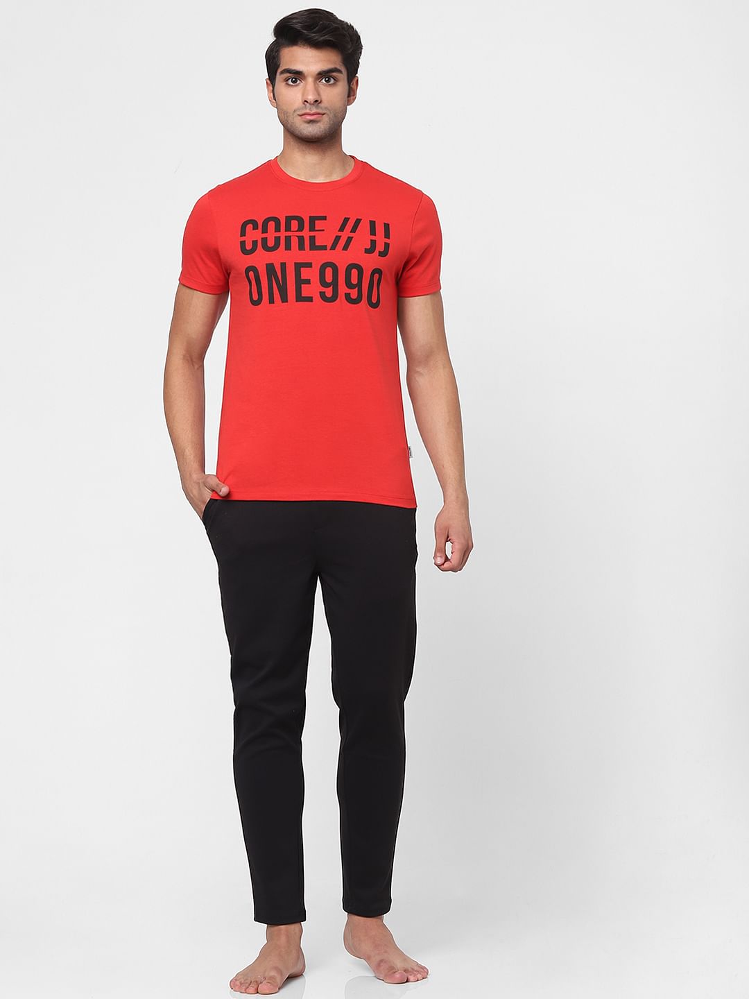 Red Graphic Crew Neck T-shirt - S