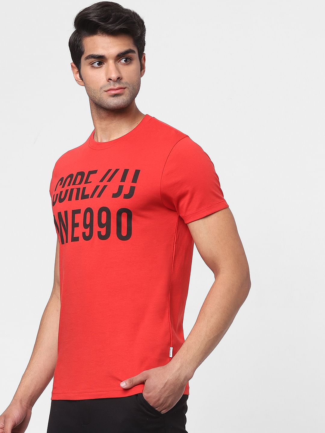 Red Graphic Crew Neck T-shirt