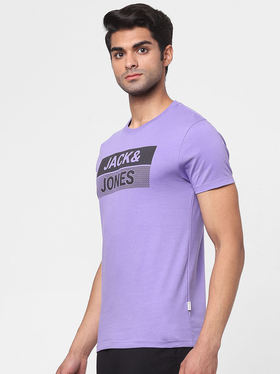 Purple Logo Print Crew Neck T-shirt