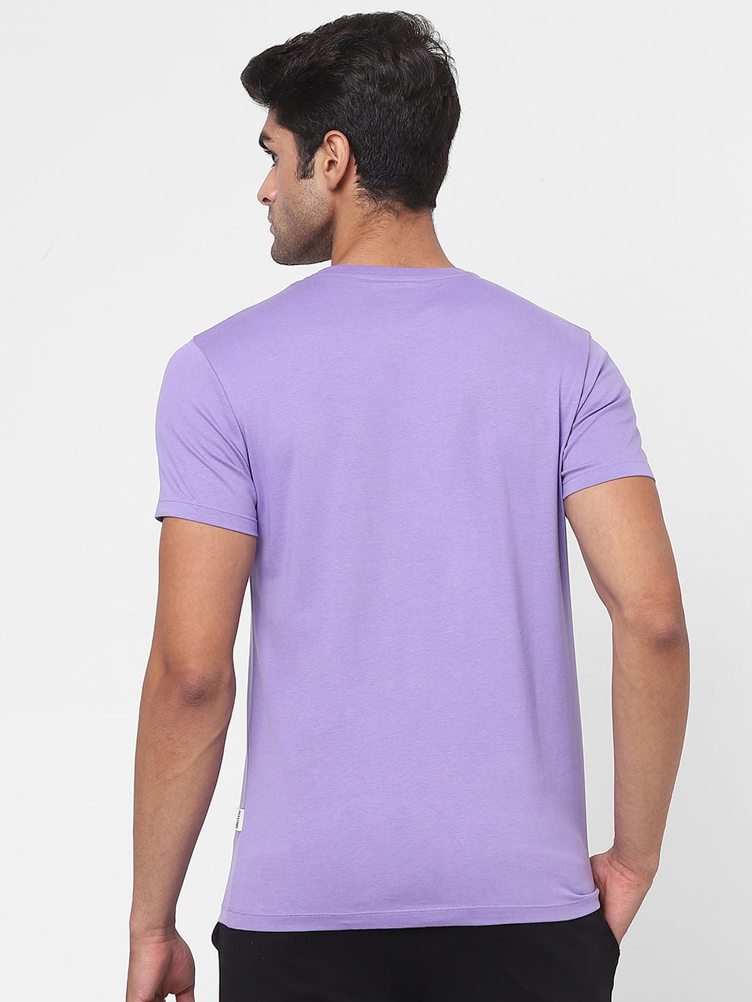 Purple Logo Print Crew Neck T-shirt