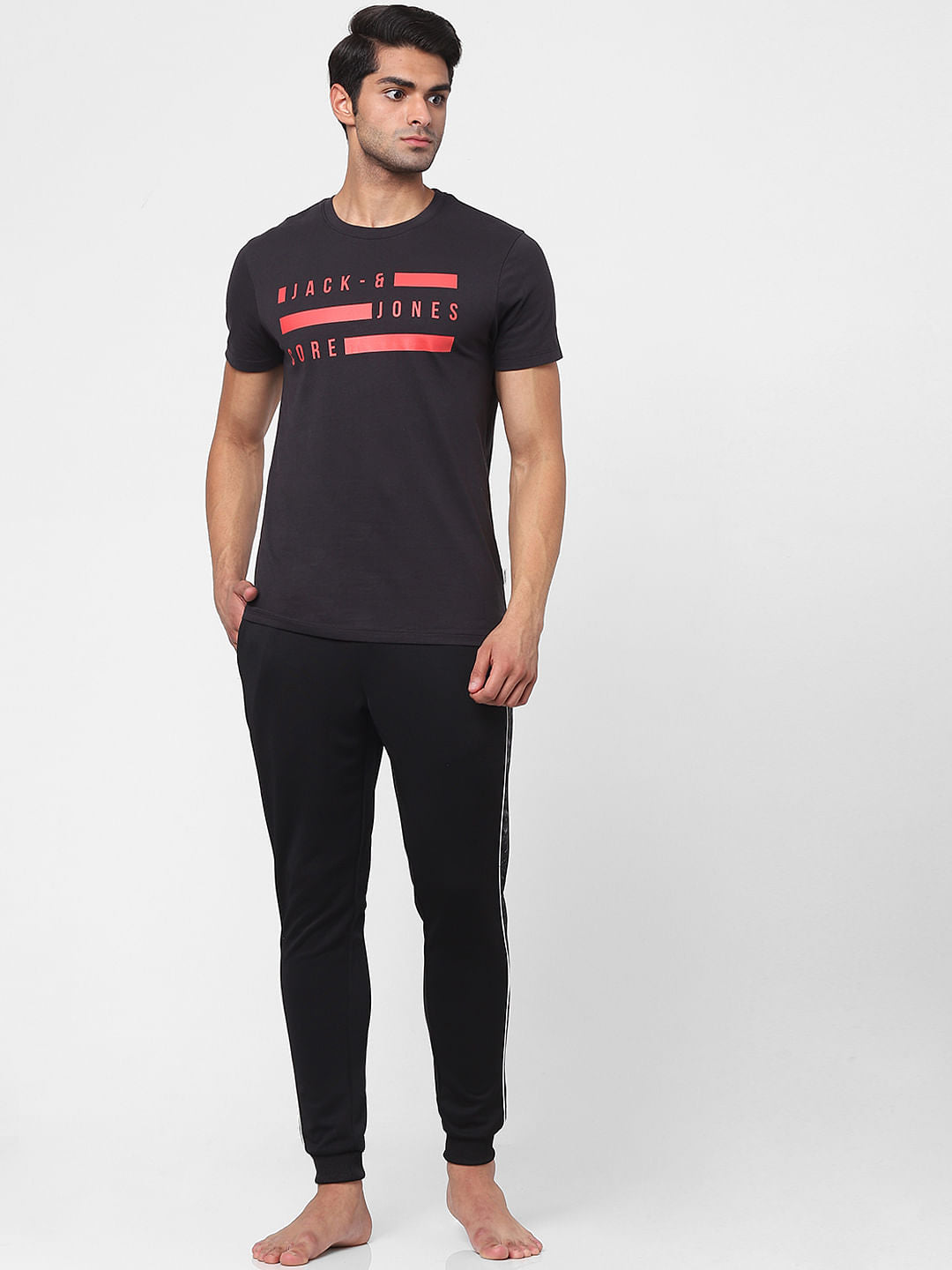 Black Graphic Crew Neck T-shirt - S