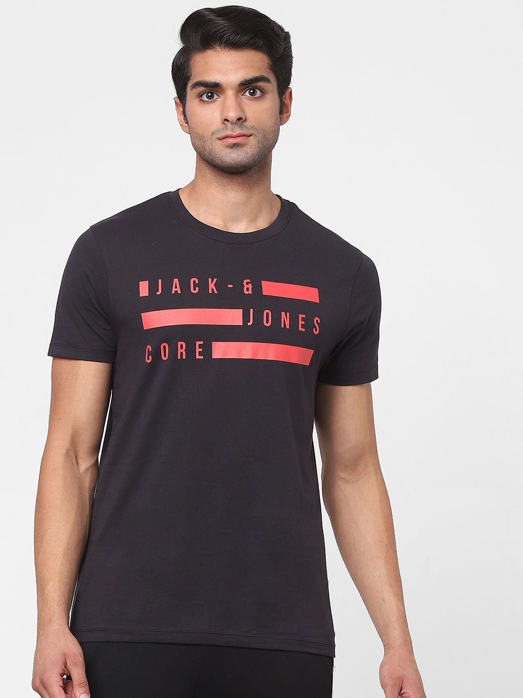 Black Graphic Crew Neck T-shirt
