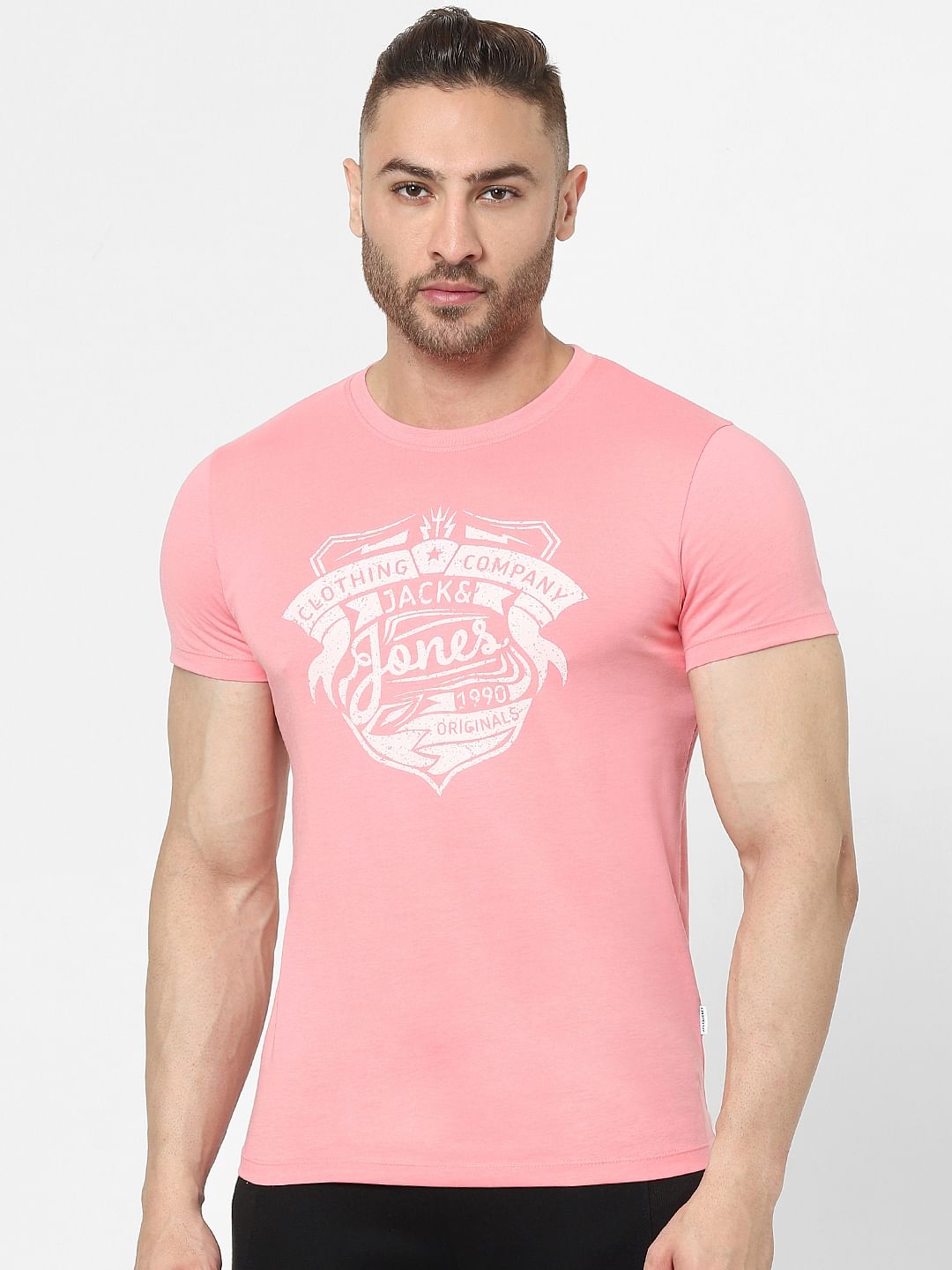 Pink Logo Print Crew Neck T-shirt - S