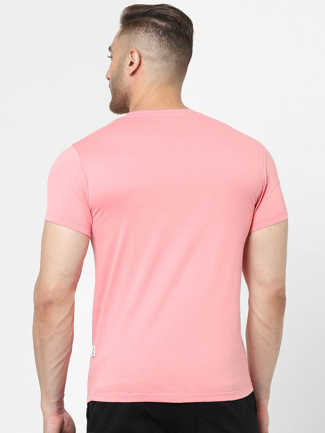 Pink Logo Print Crew Neck T-shirt