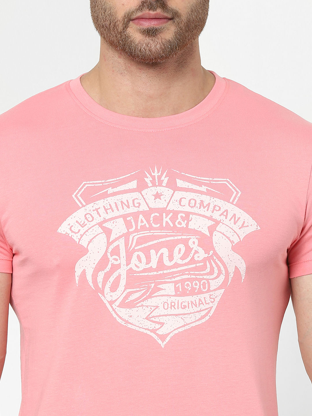 Pink Logo Print Crew Neck T-shirt