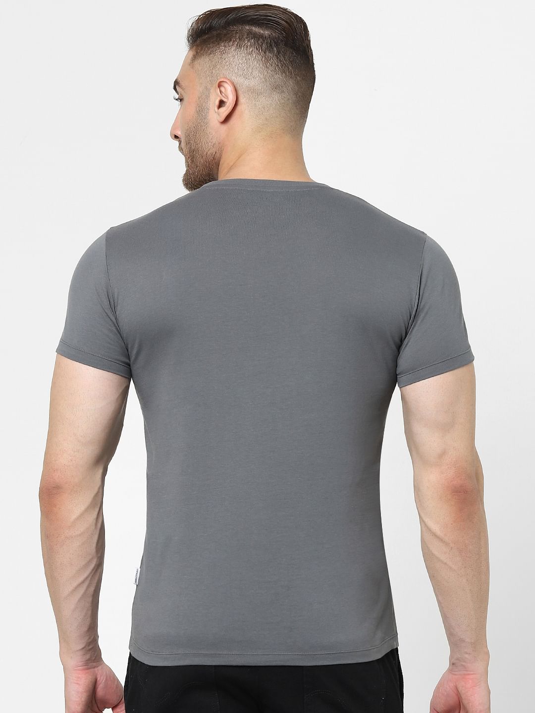 Grey Logo Print Crew Neck T-shirt