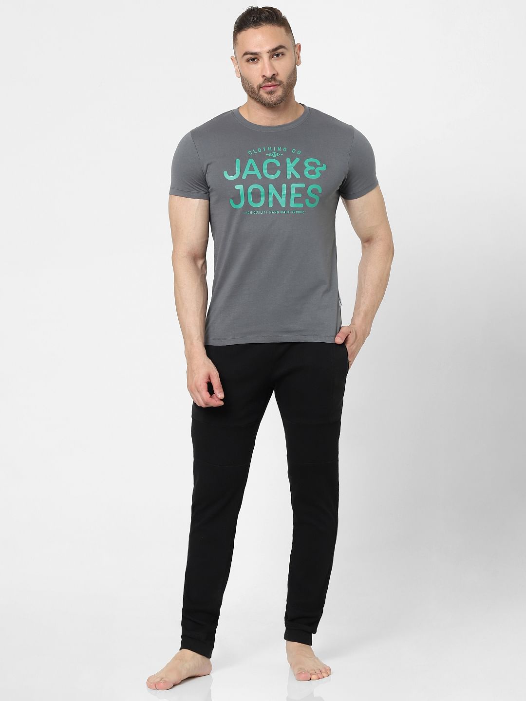 Grey Logo Print Crew Neck T-shirt