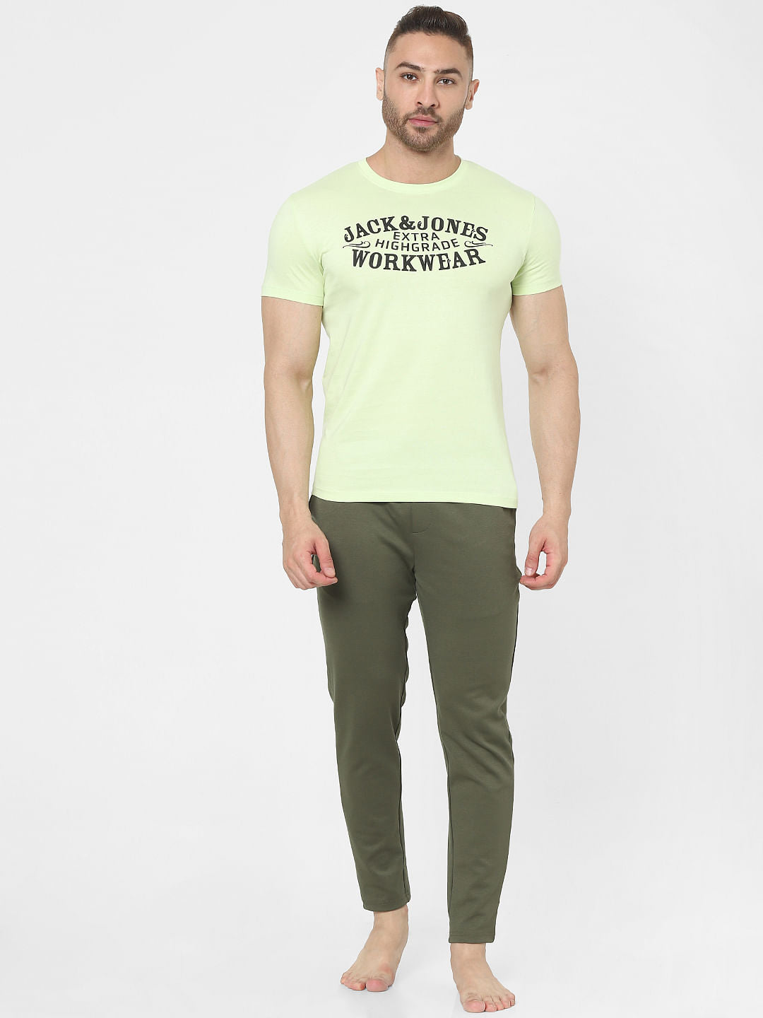 Light Green Logo Print Crew Neck T-shirt