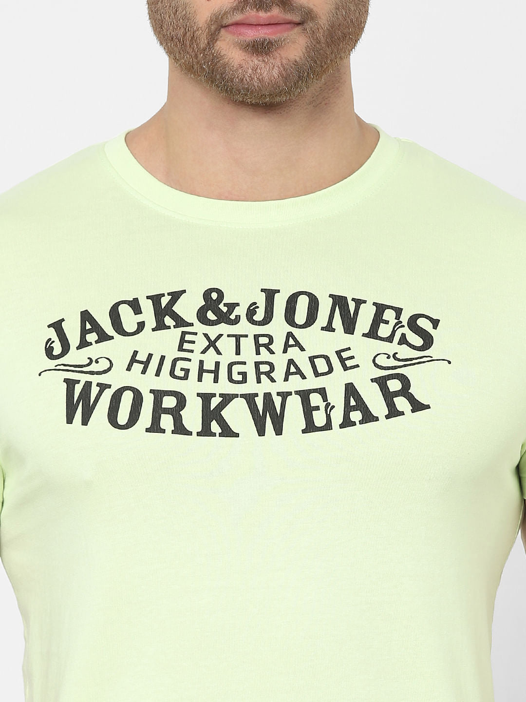 Light Green Logo Print Crew Neck T-shirt