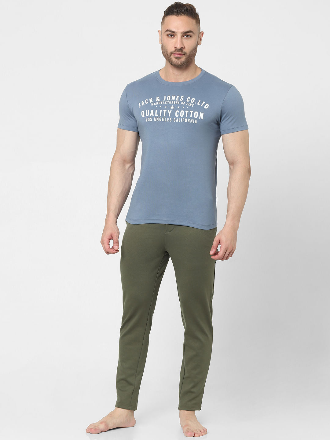Blue Logo Print Crew Neck T-shirt - S