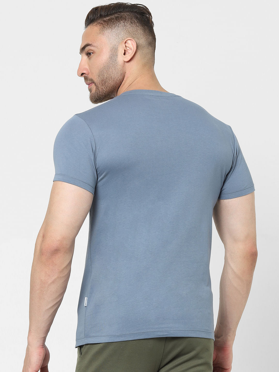 Blue Logo Print Crew Neck T-shirt