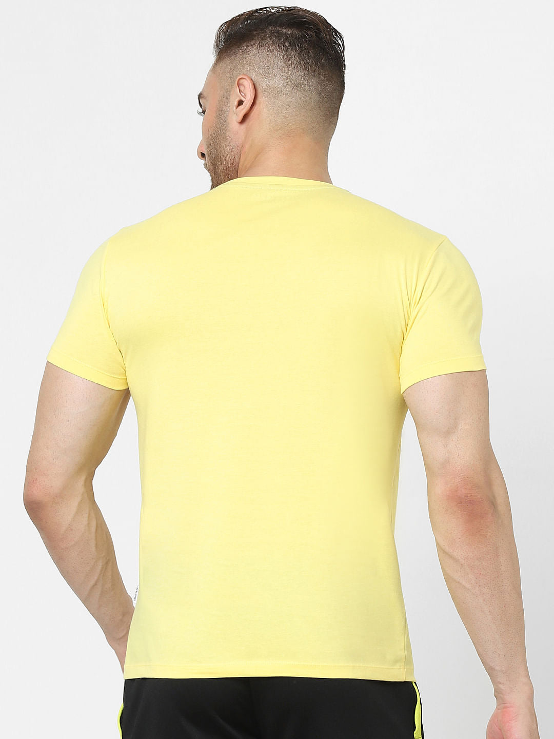 Yellow Logo Print Crew Neck T-shirt