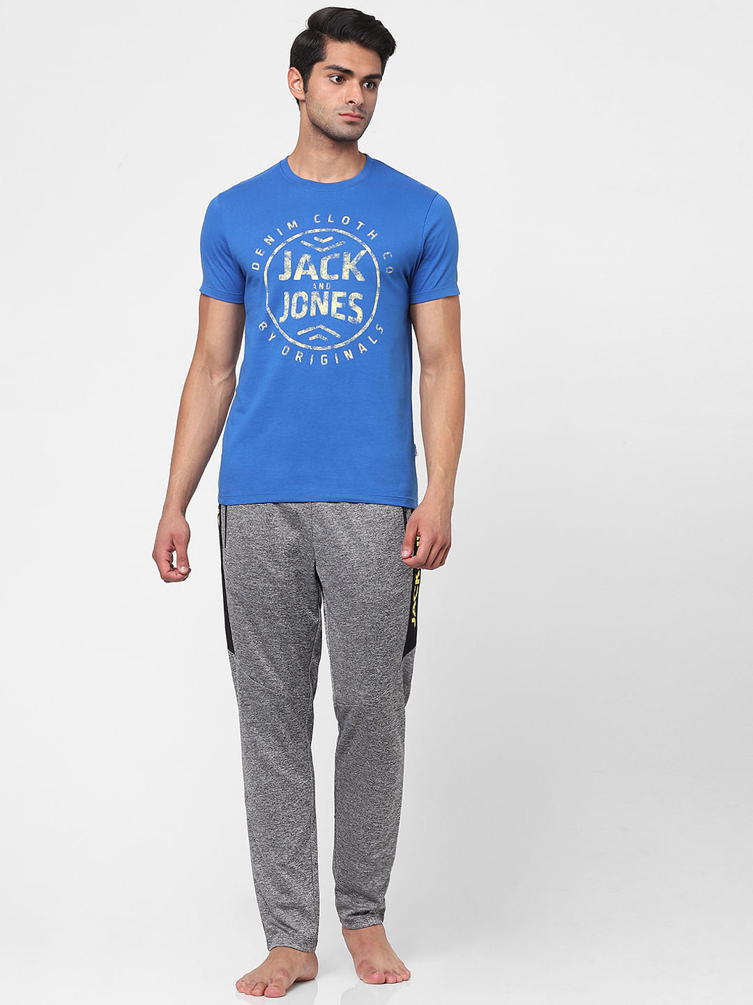 Blue Logo Print Crew Neck T-shirt - S
