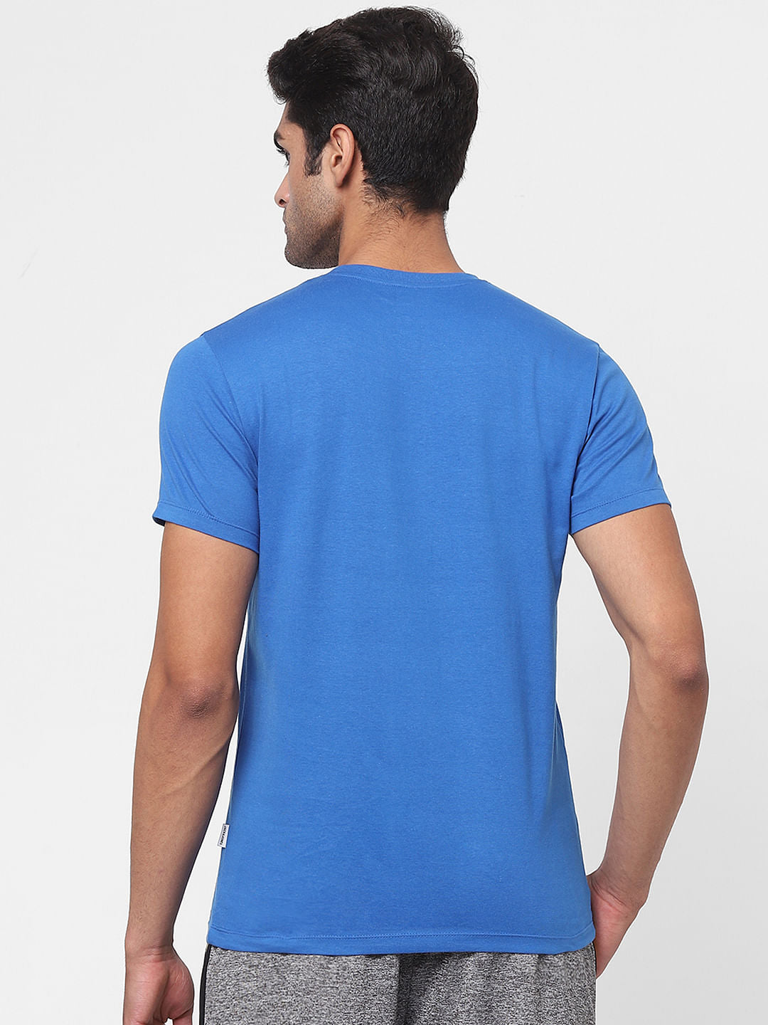 Blue Logo Print Crew Neck T-shirt