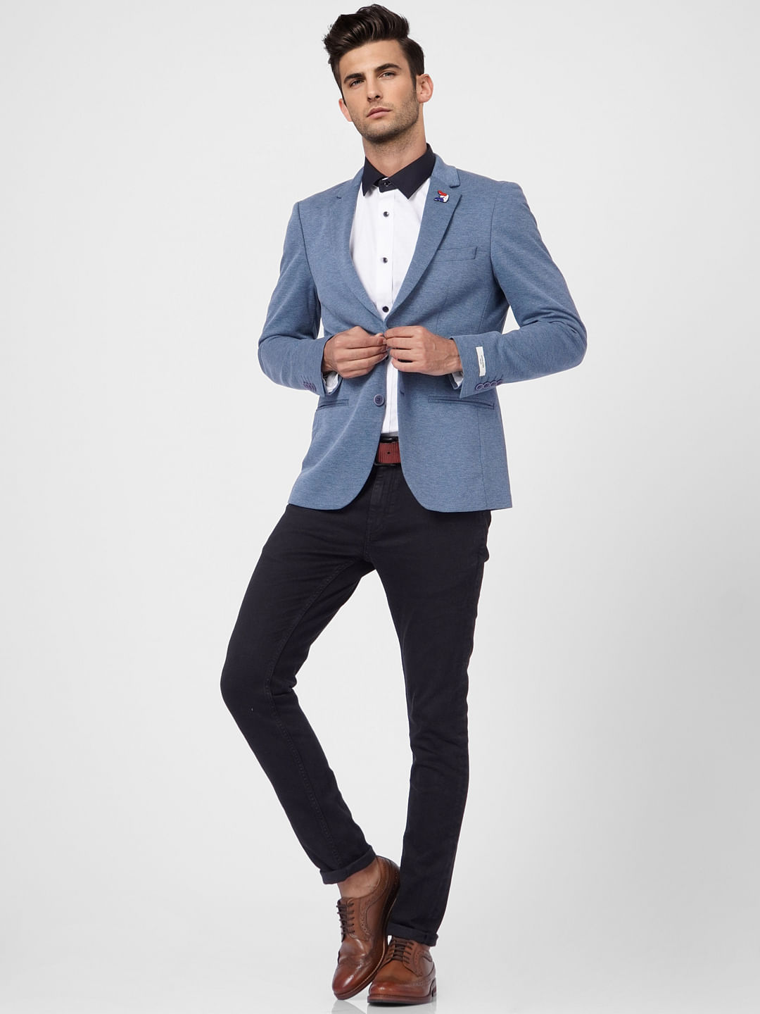 Blue Double Button Blazer - 46