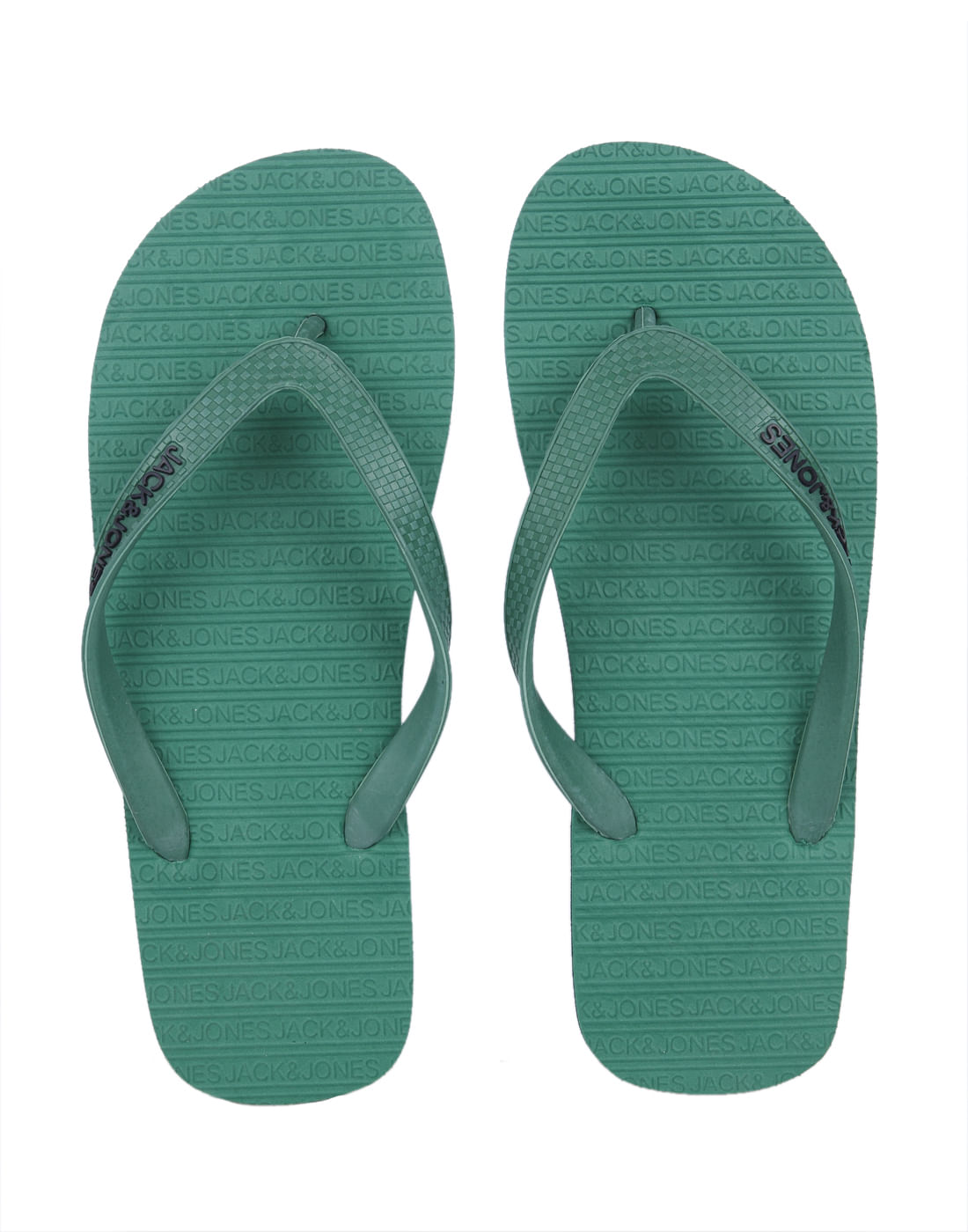 Green Logo Print Flip Flops