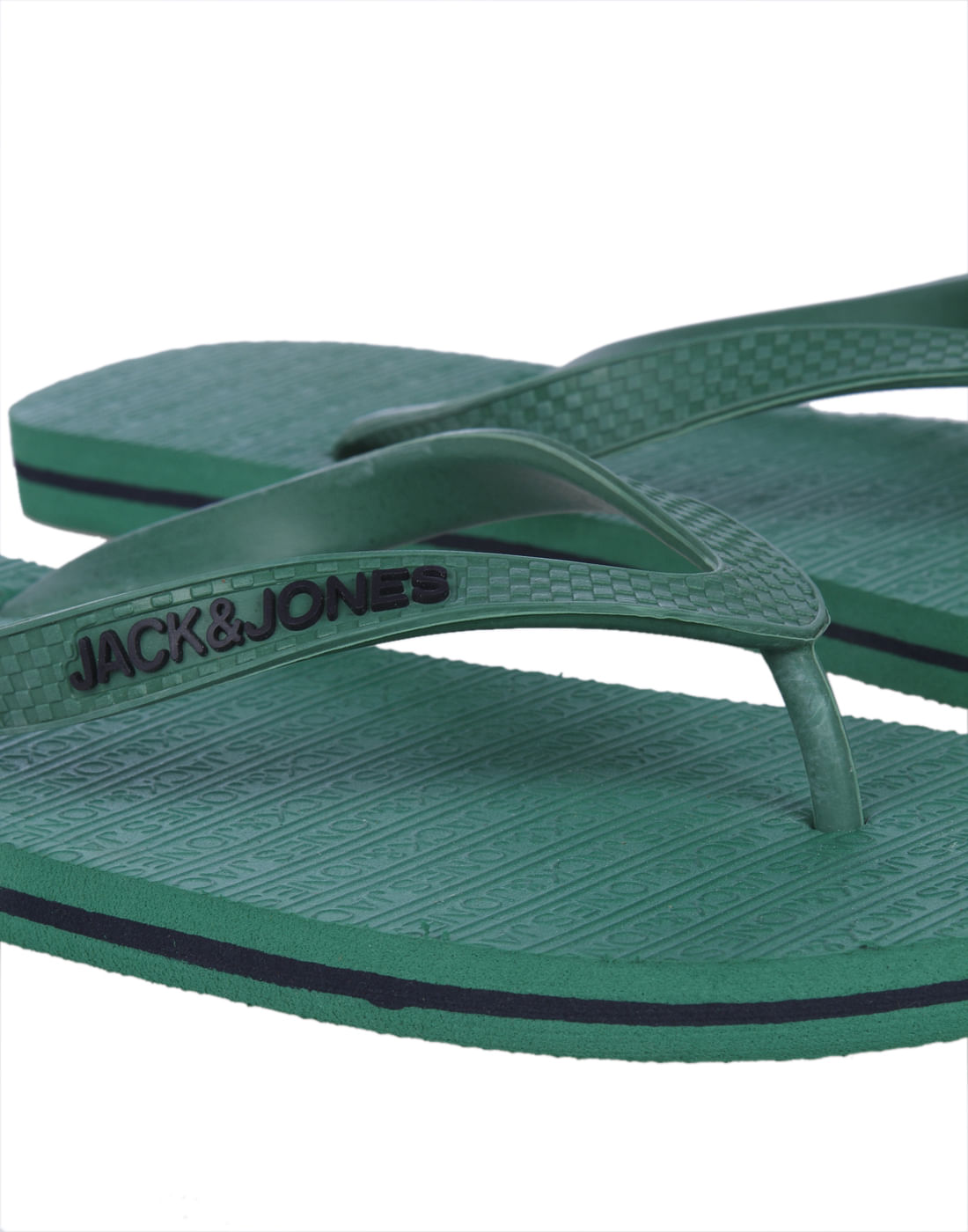 Green Logo Print Flip Flops
