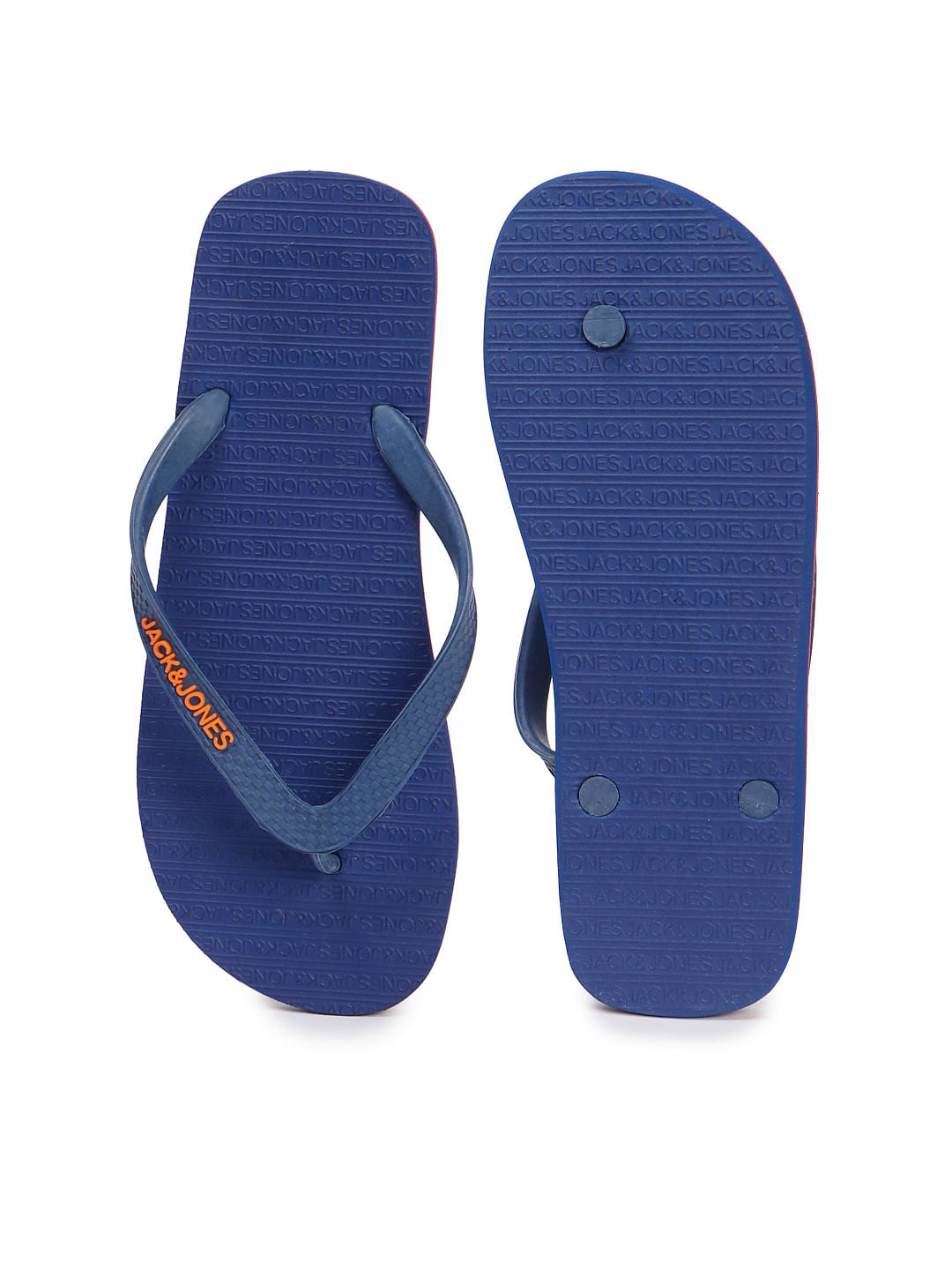 Blue Logo Print Flip Flops