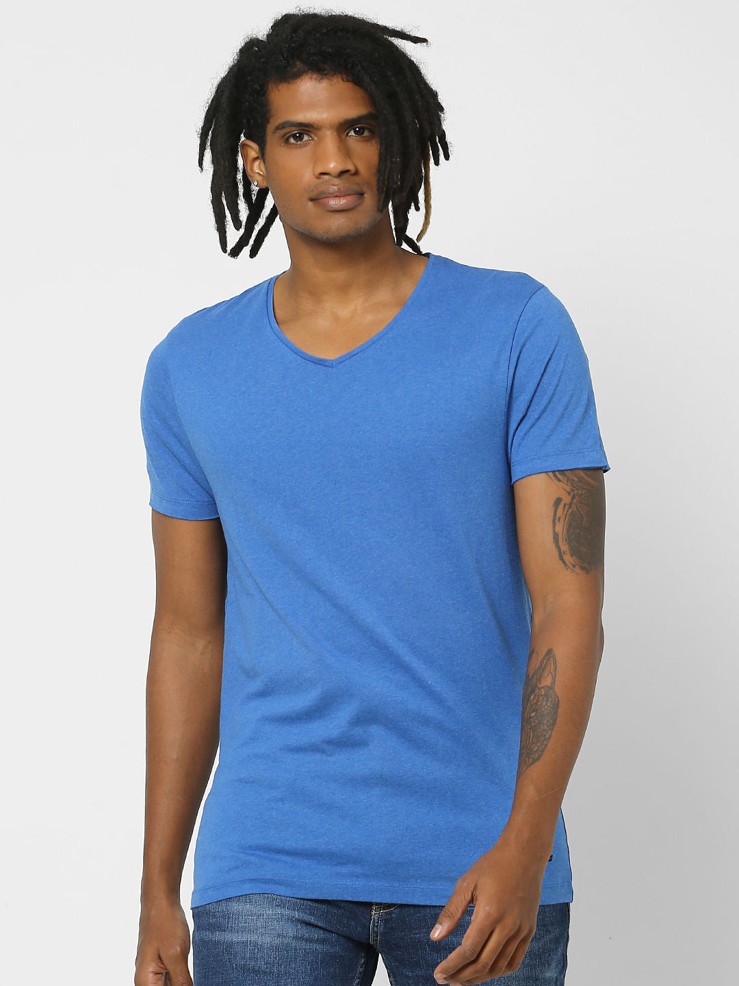 Blue & Black V Neck T-shirt - Pack of 2