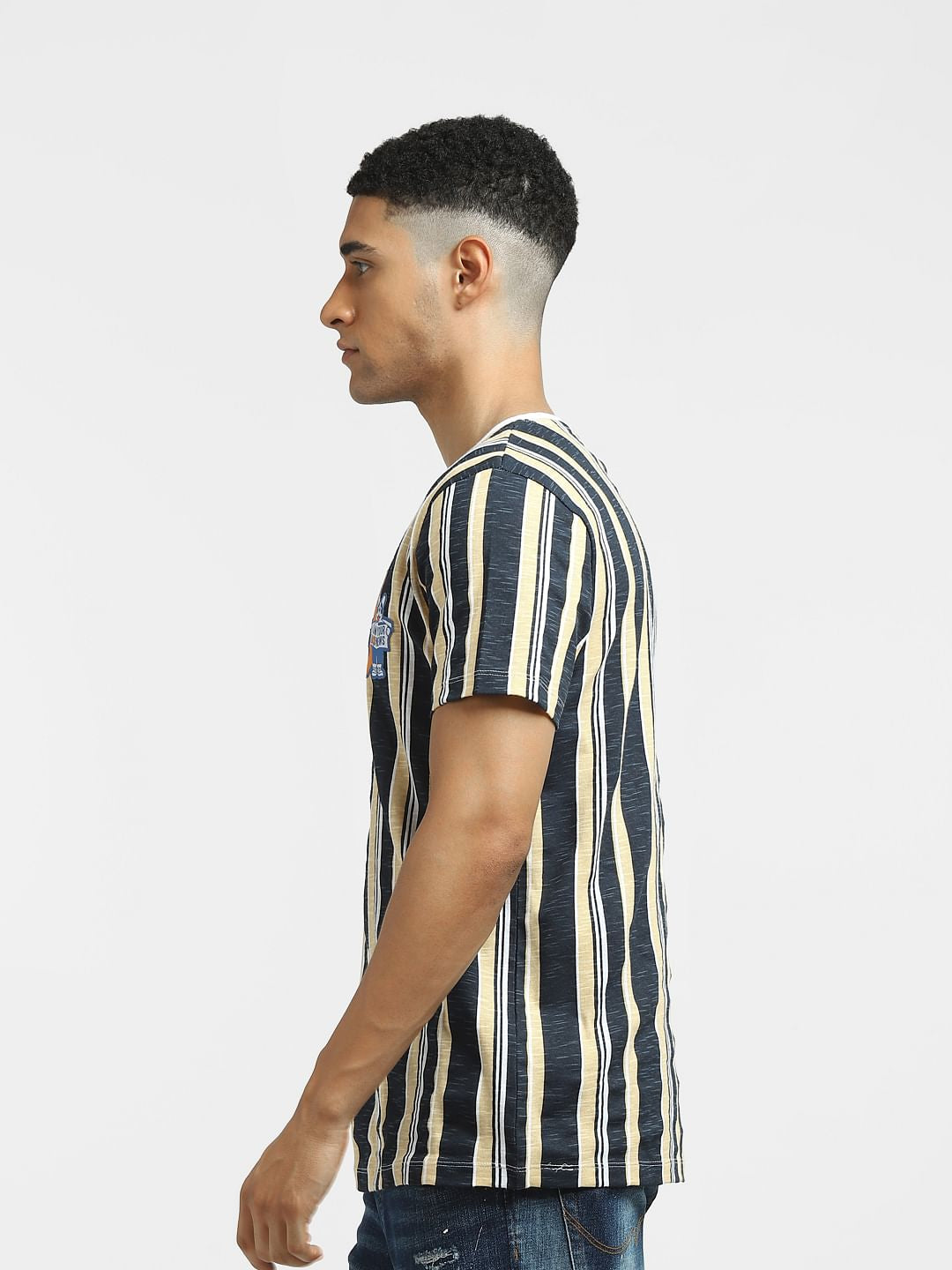 Blue Striped Crew Neck T-shirt