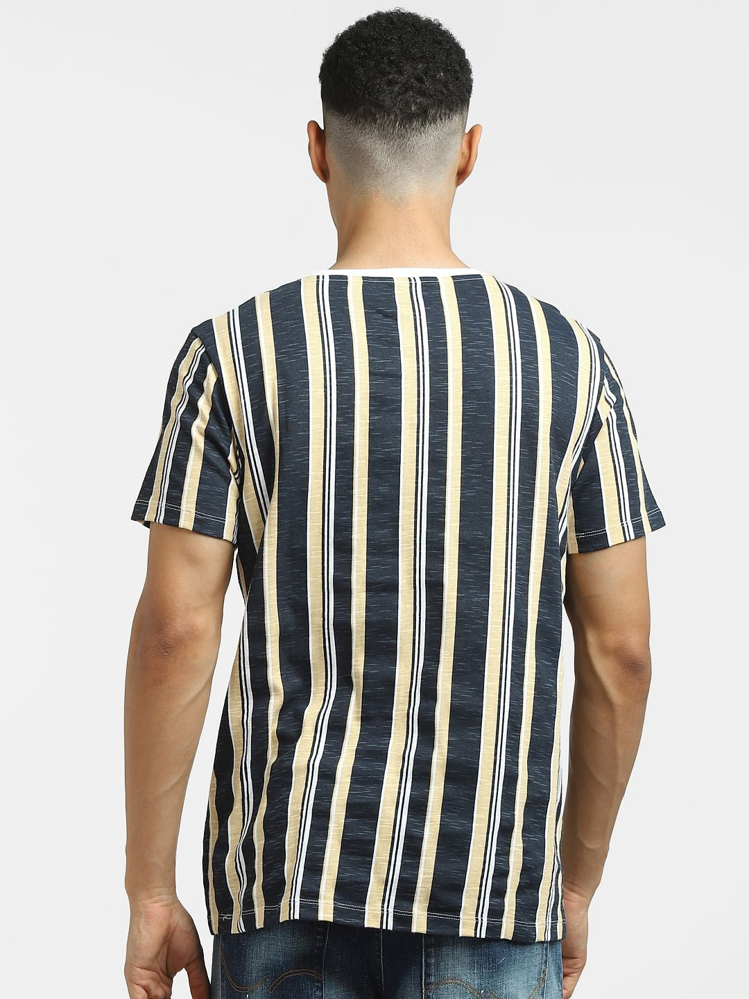 Blue Striped Crew Neck T-shirt