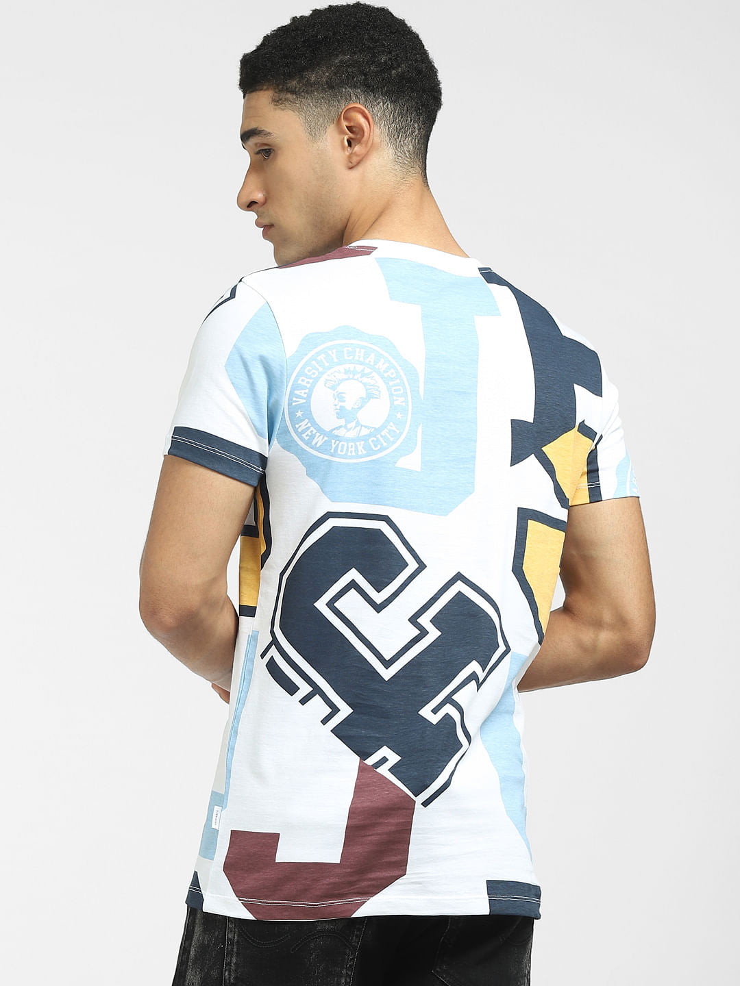White Logo Print Crew Neck T-shirt