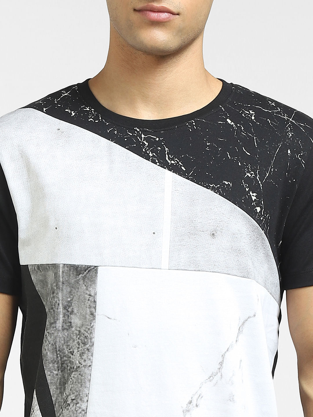 Black Cut & Sew Colourblocked T-shirt