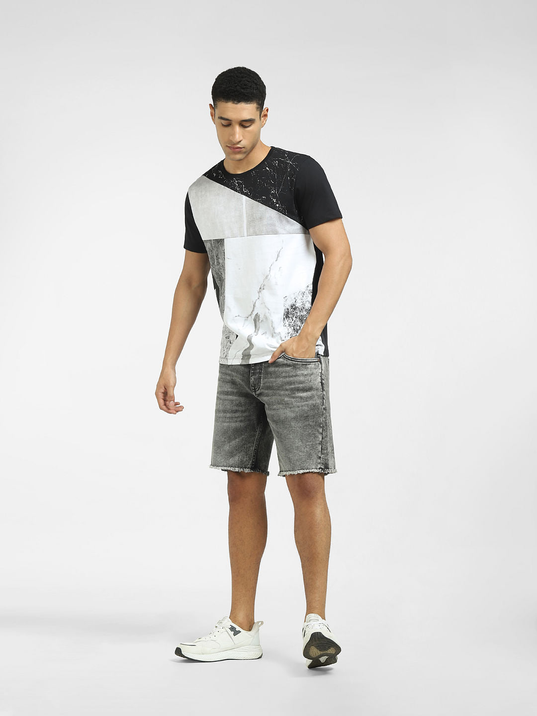 Black Cut & Sew Colourblocked T-shirt
