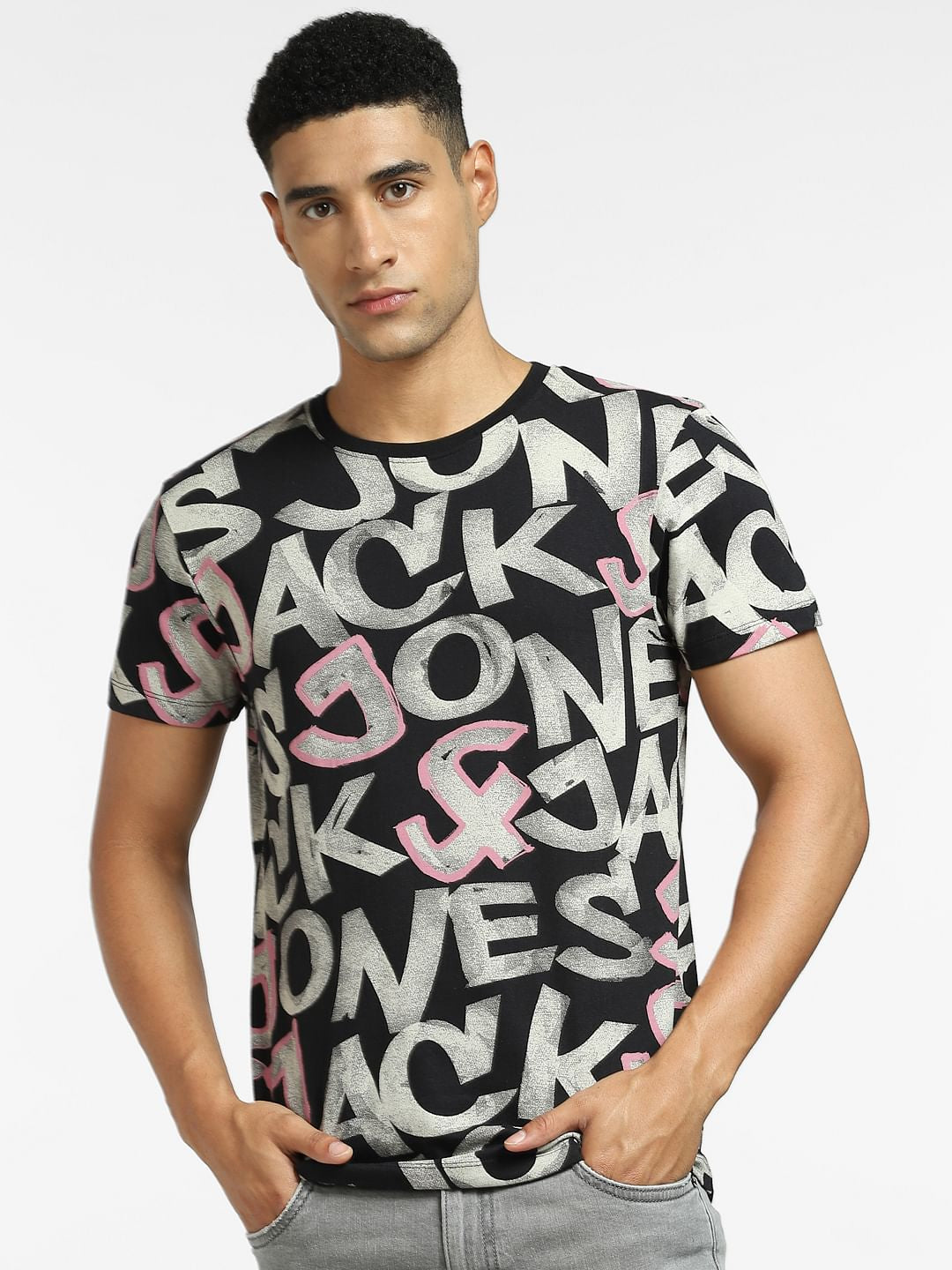 Black Logo Print Crew Neck T-shirt
