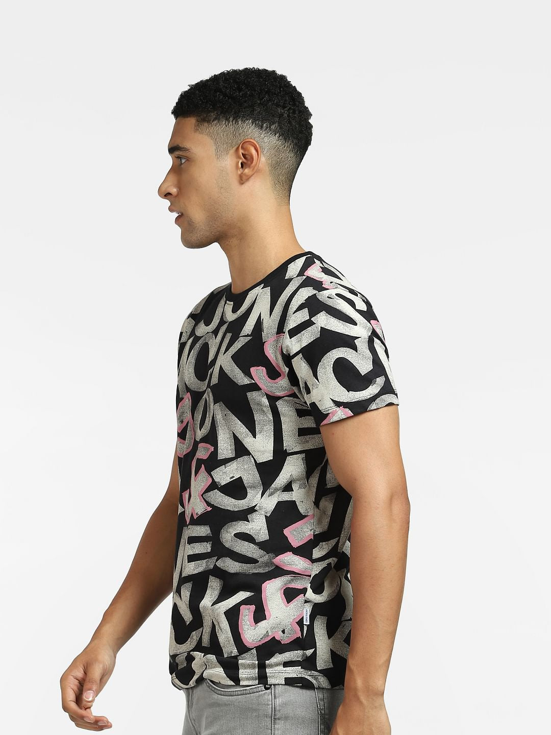 Black Logo Print Crew Neck T-shirt