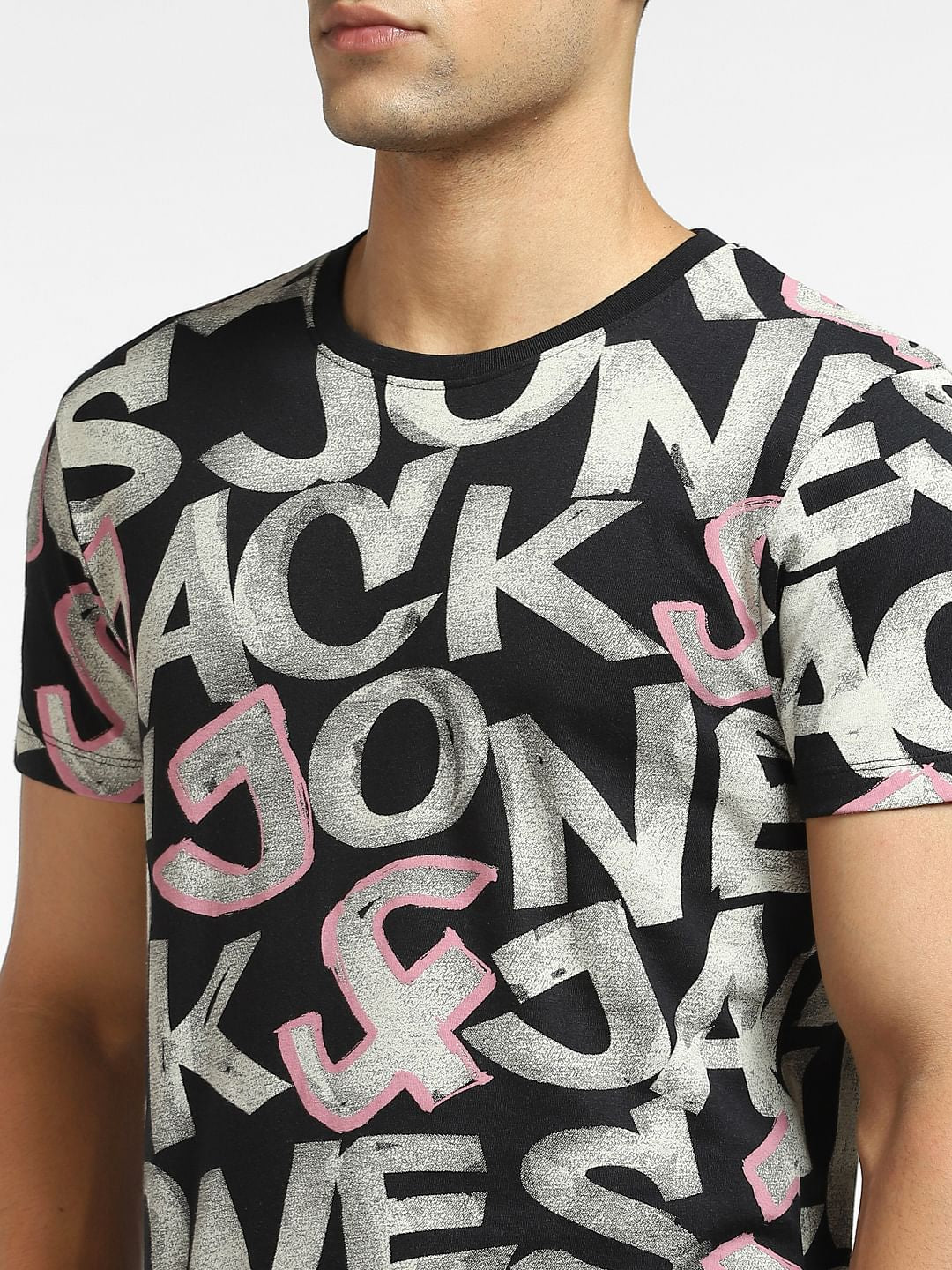 Black Logo Print Crew Neck T-shirt