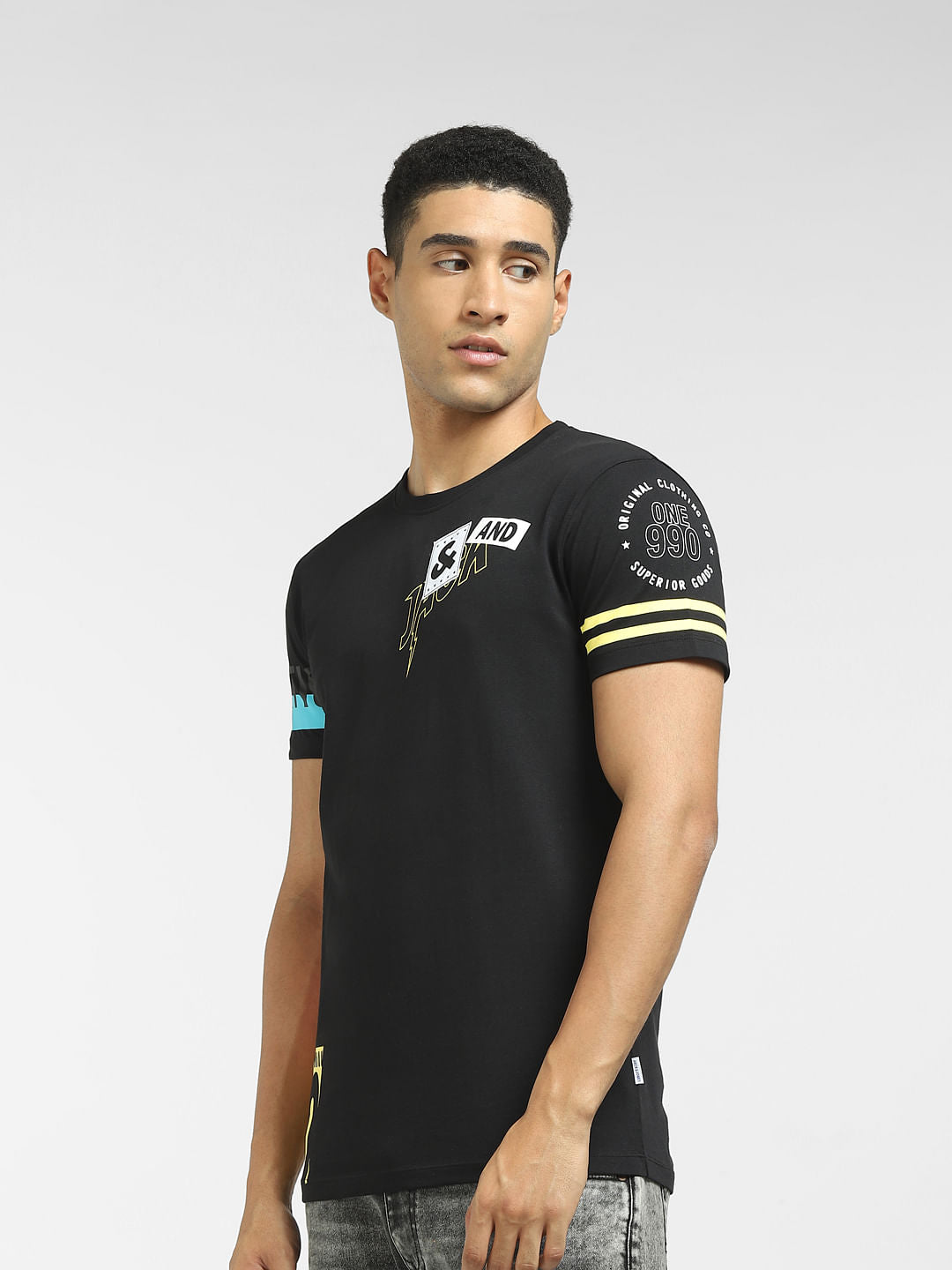 Black Logo Print Crew Neck