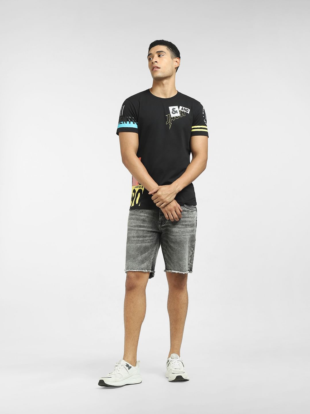 Black Logo Print Crew Neck