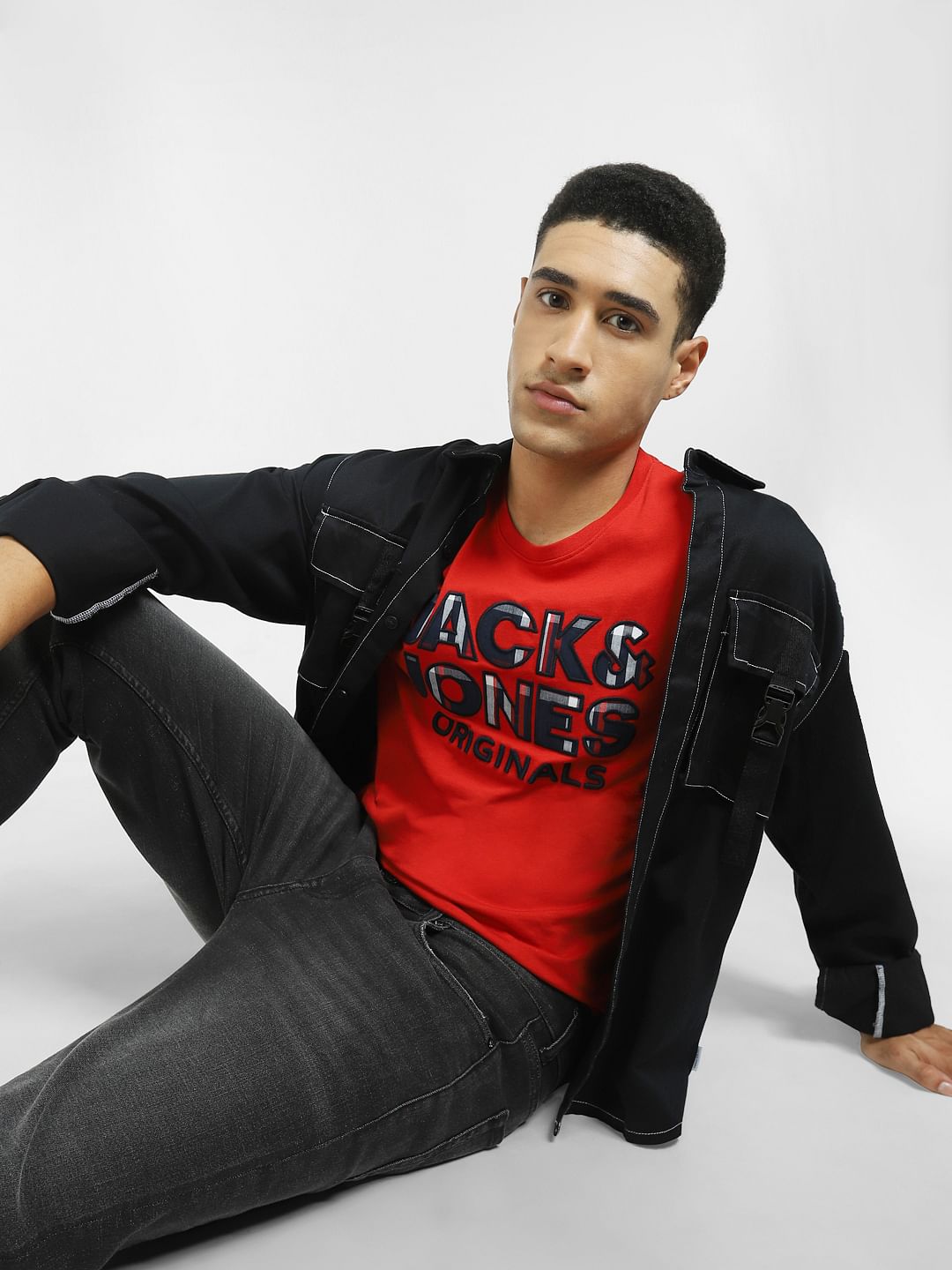 Red Logo Print Crew Neck T-shirt - S