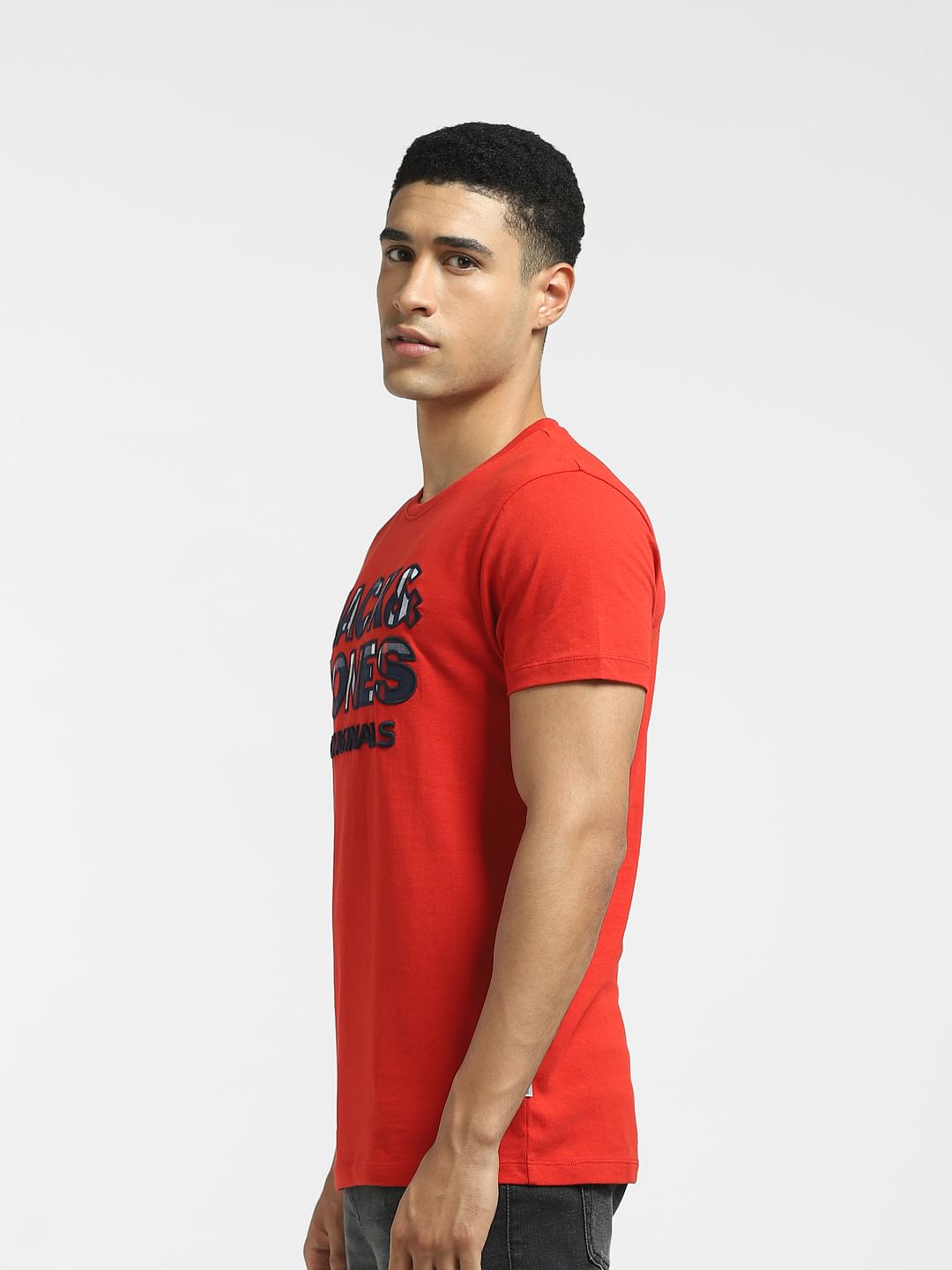 Red Logo Print Crew Neck T-shirt