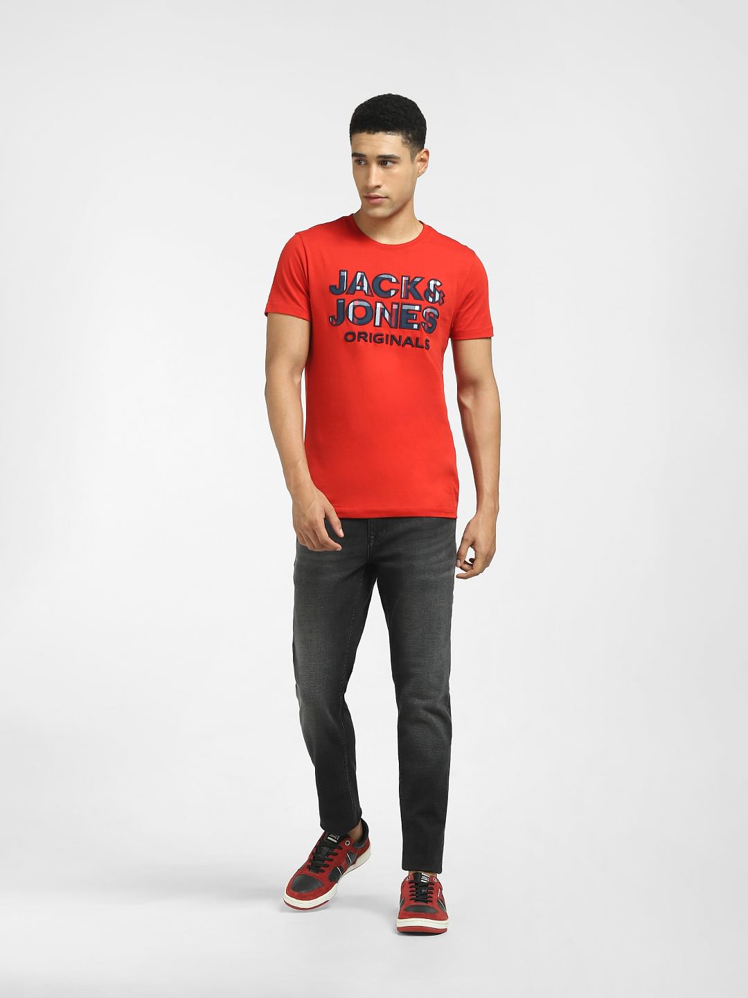 Red Logo Print Crew Neck T-shirt