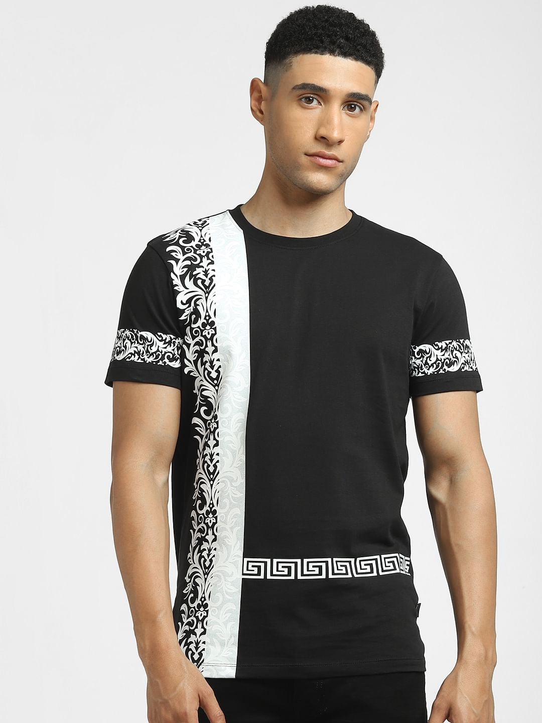 Black Graphic Print Crew Neck T-shirt