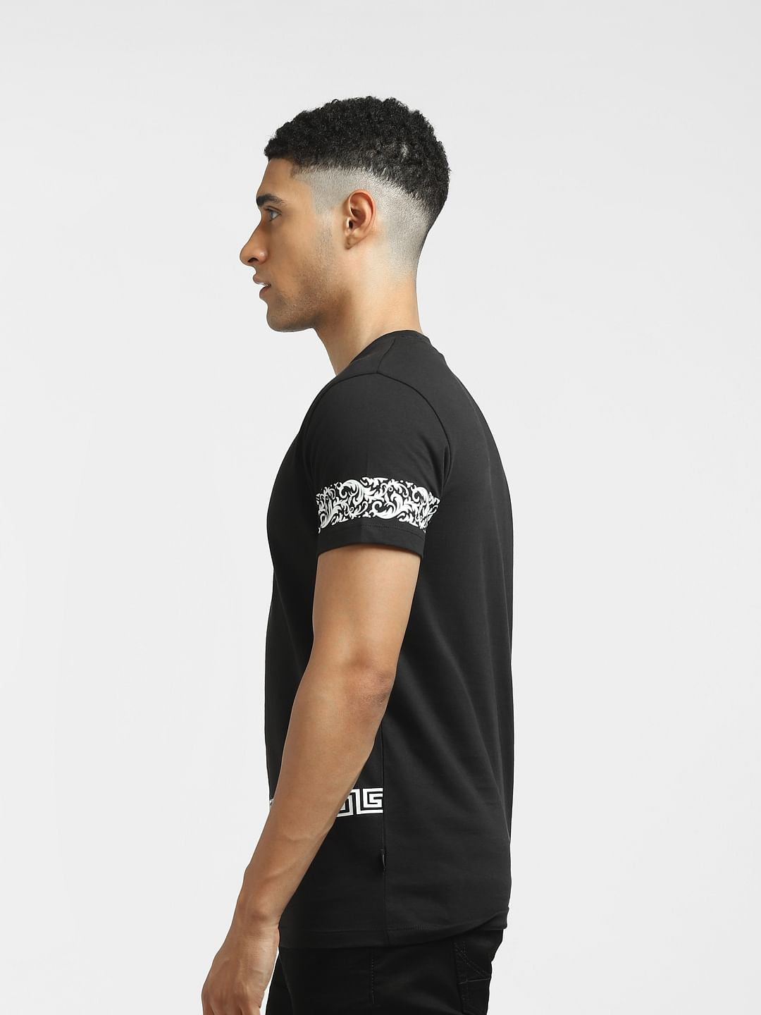 Black Graphic Print Crew Neck T-shirt