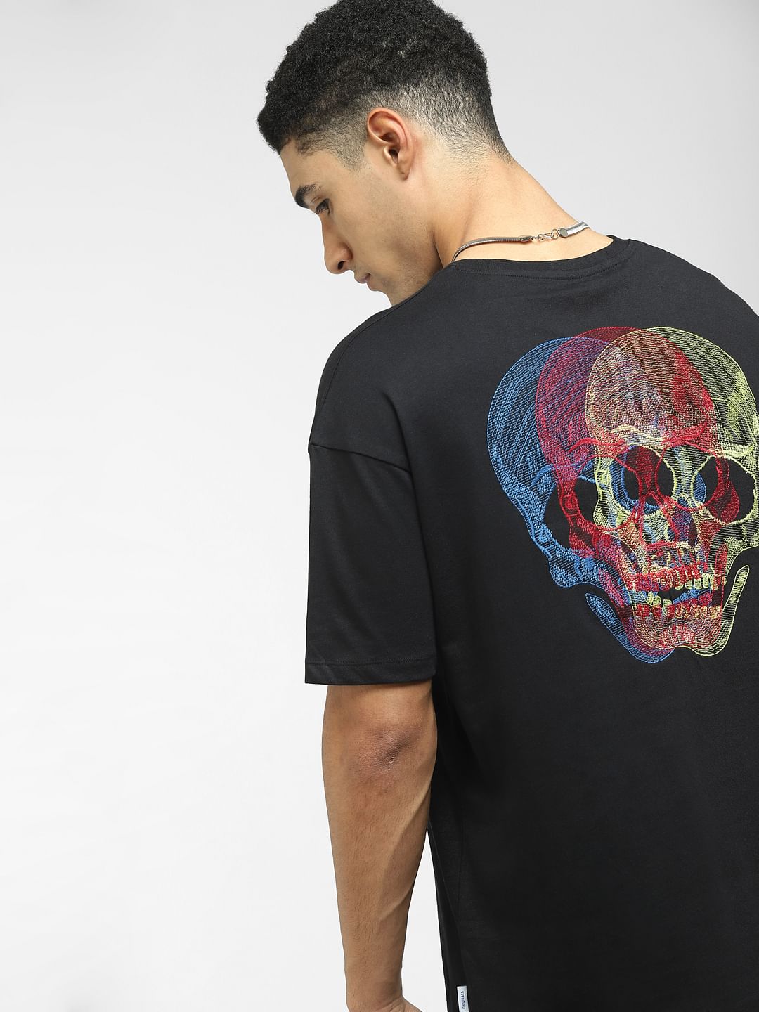 Black Graphic Print Crew Neck T-shirt