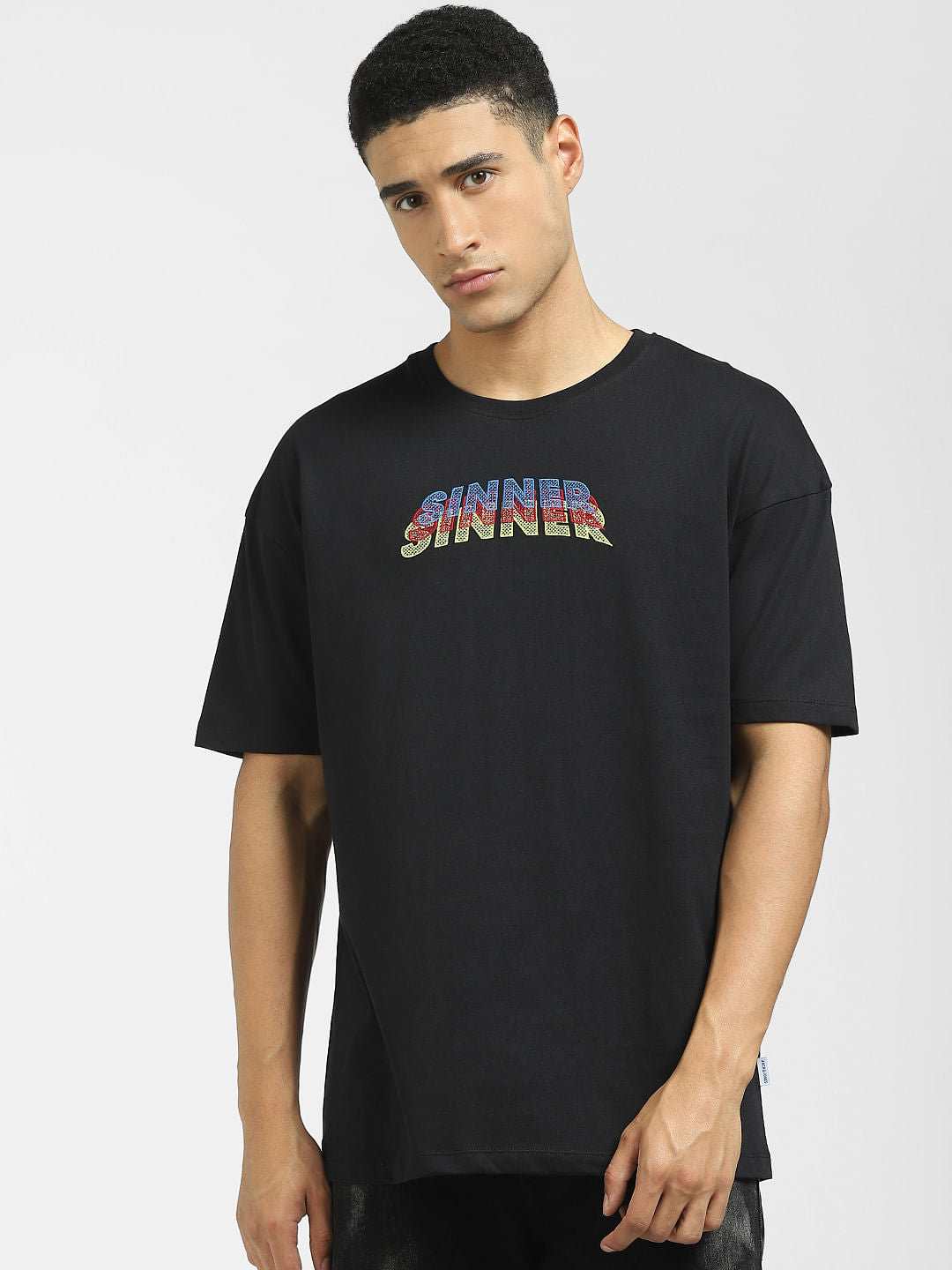 Black Graphic Print Crew Neck T-shirt