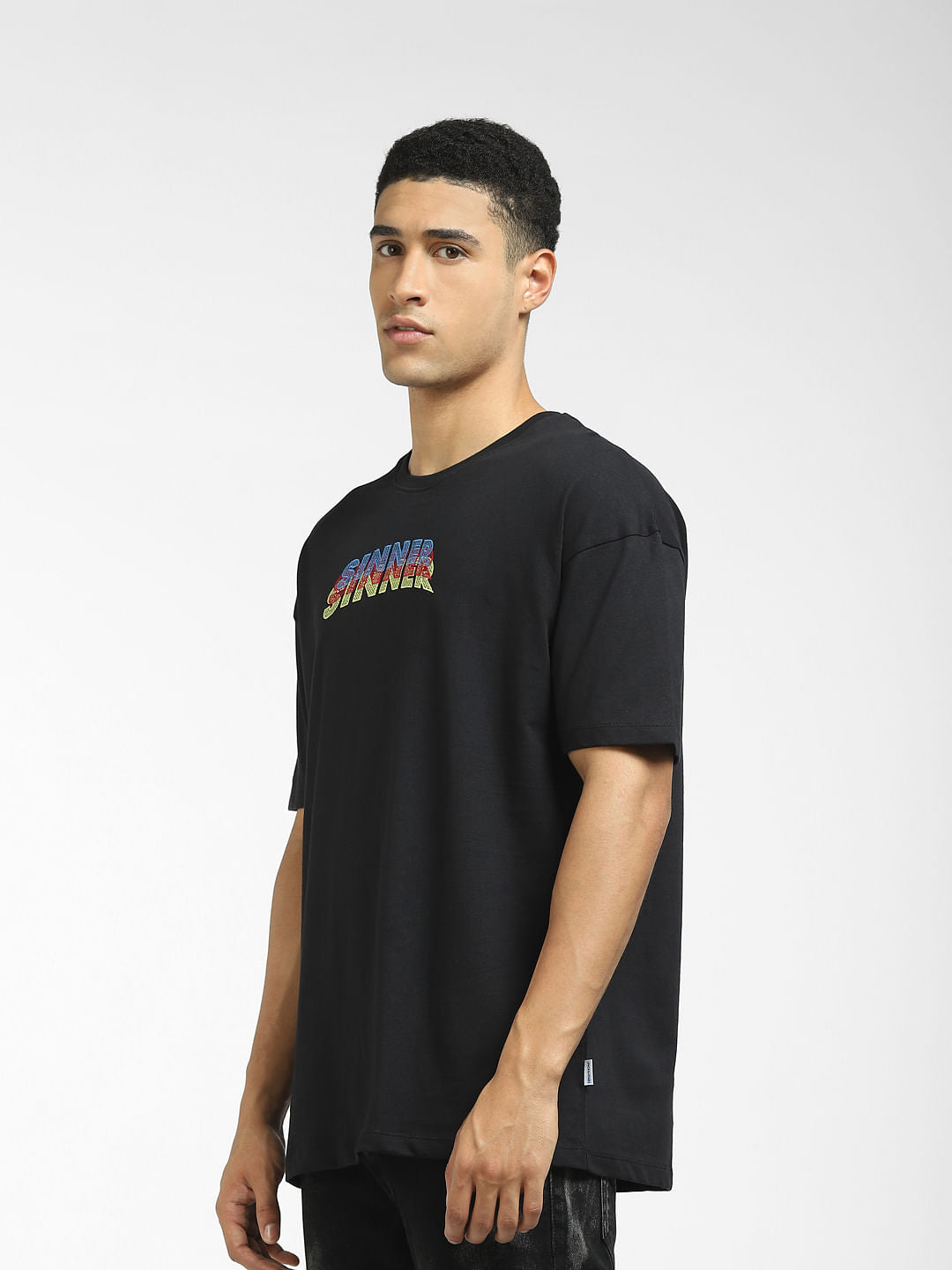 Black Graphic Print Crew Neck T-shirt