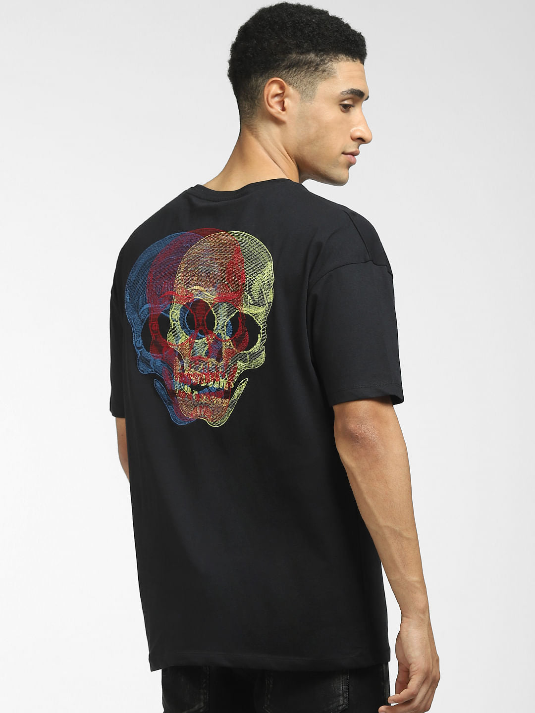 Black Graphic Print Crew Neck T-shirt