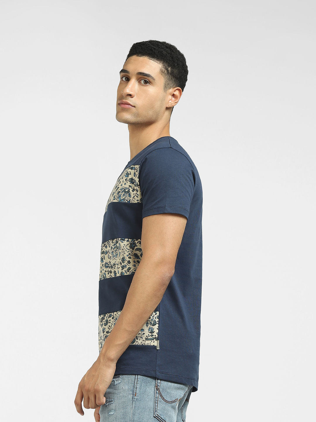 Blue Graphic Print Crew Neck T-shirt