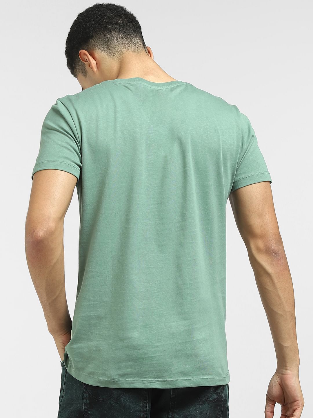Green Logo Print Crew Neck T-shirt