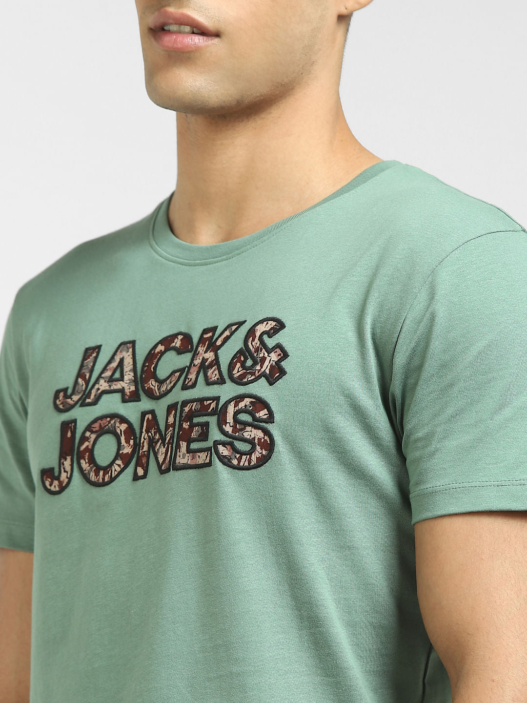 Green Logo Print Crew Neck T-shirt
