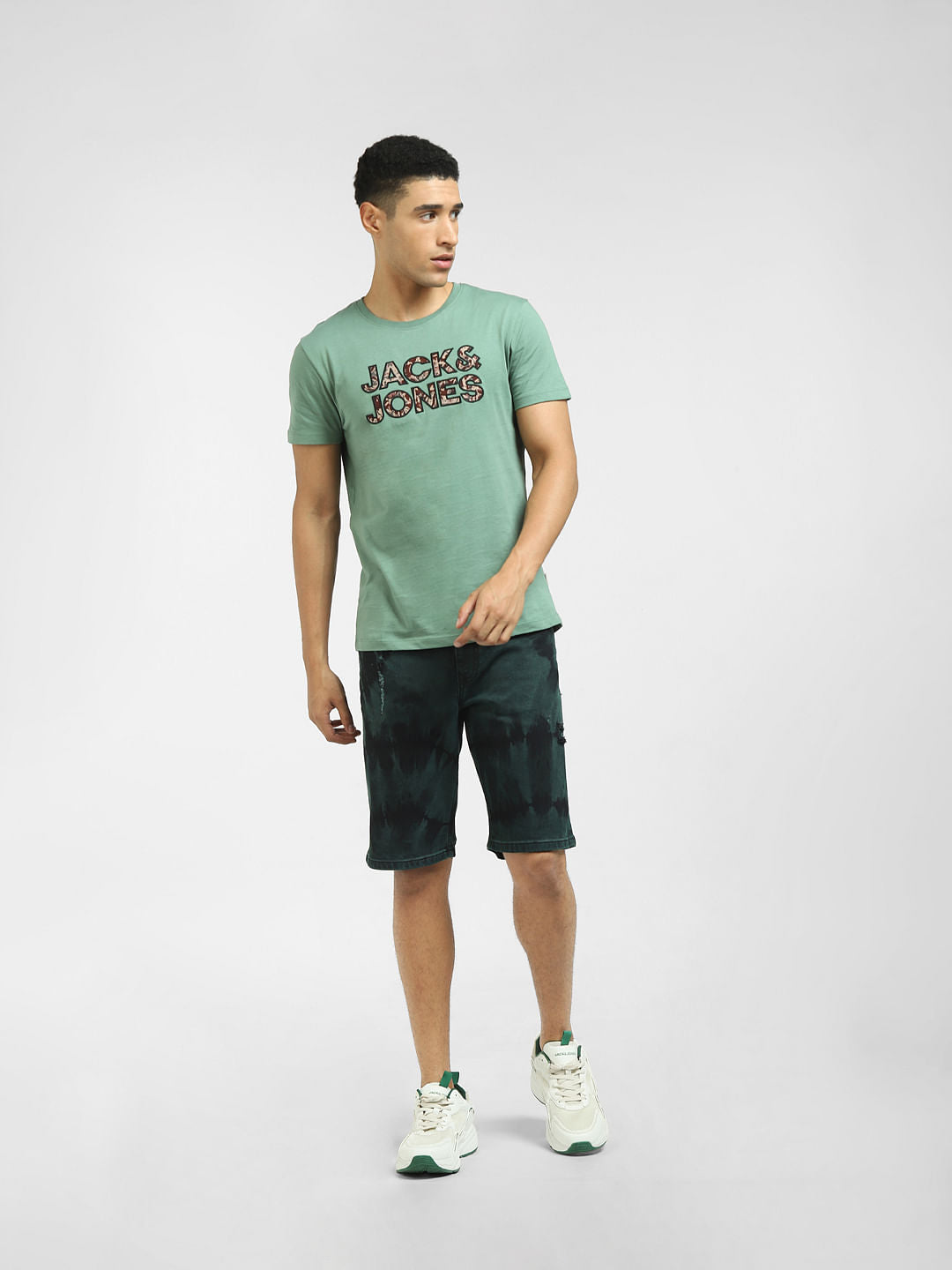 Green Logo Print Crew Neck T-shirt