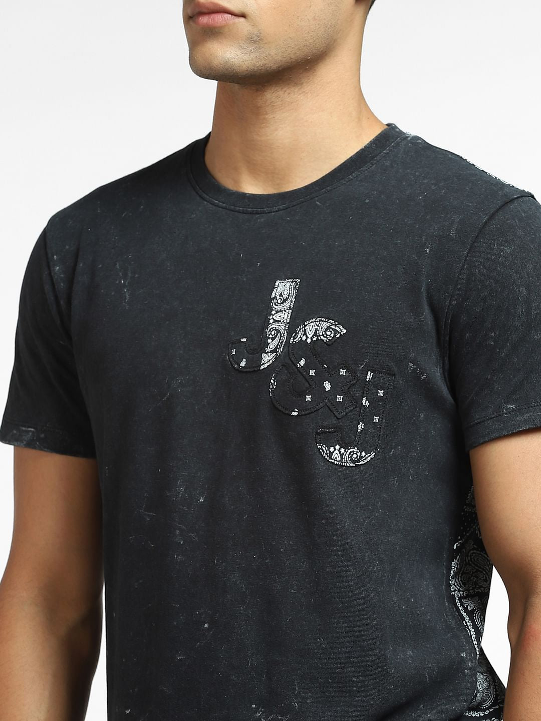 Black Graphic Print Crew Neck T-shirt